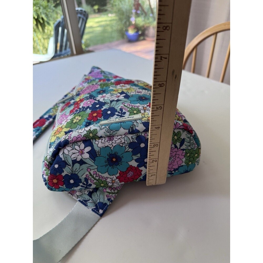 Vera Bradley Blue Floral Crescent Sling Crossbody Bag Zip Adjustable Strap - Picture 5 of 13